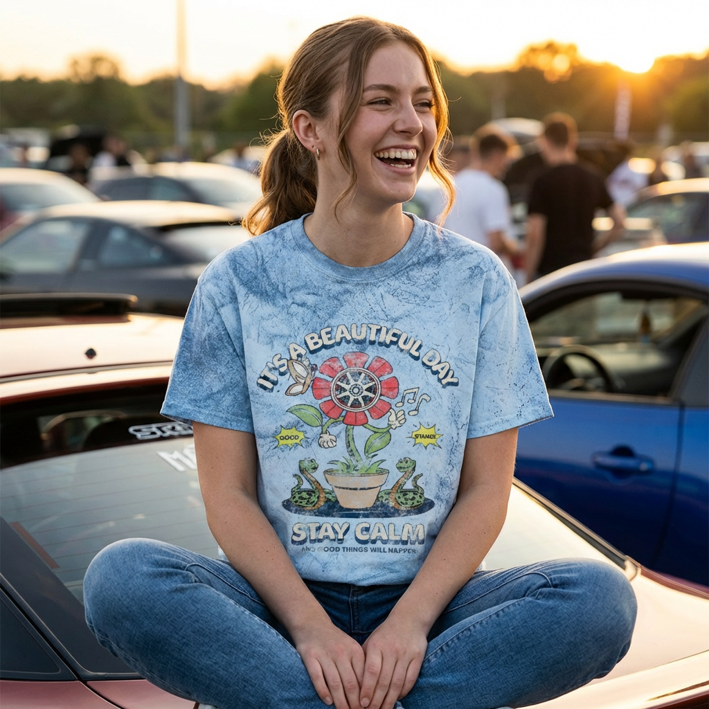 Stay Calm Flower Tie Dye Tee