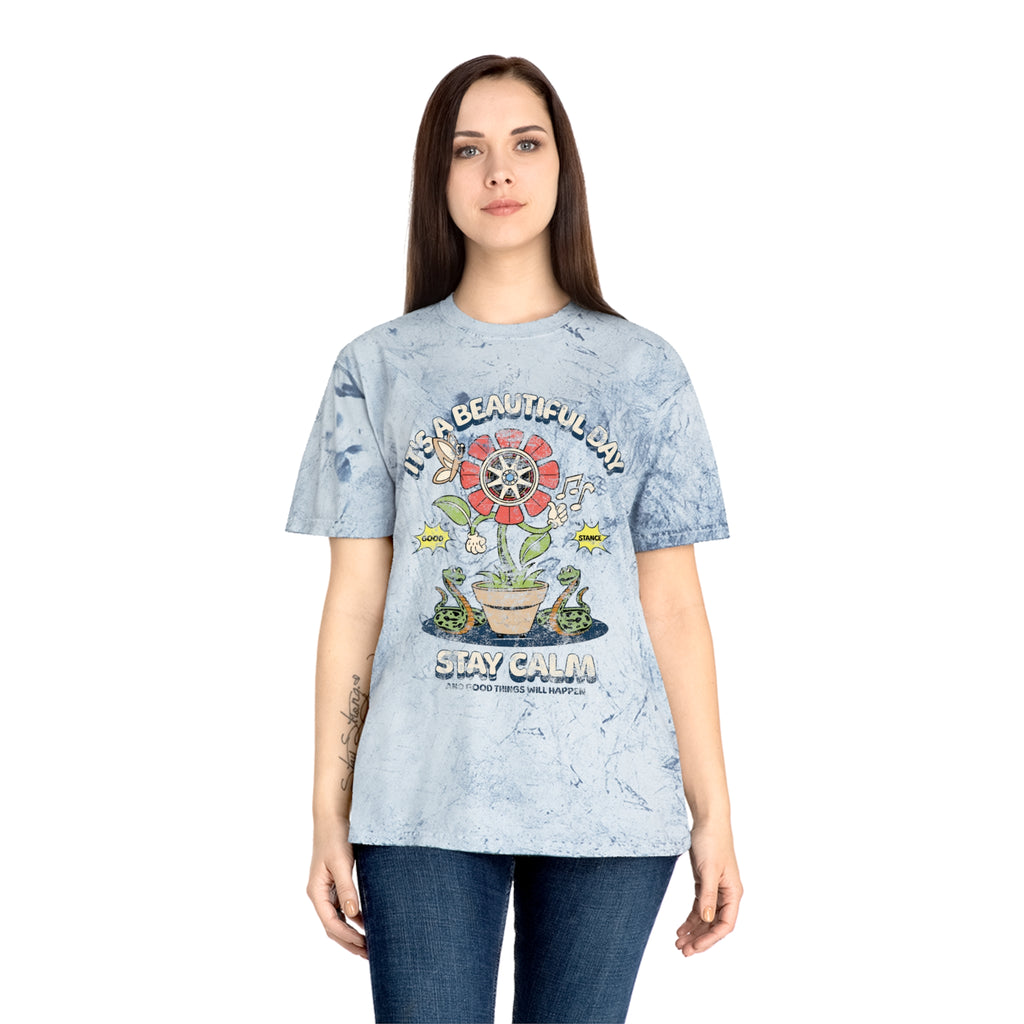 Stay Calm Flower Tie Dye Tee