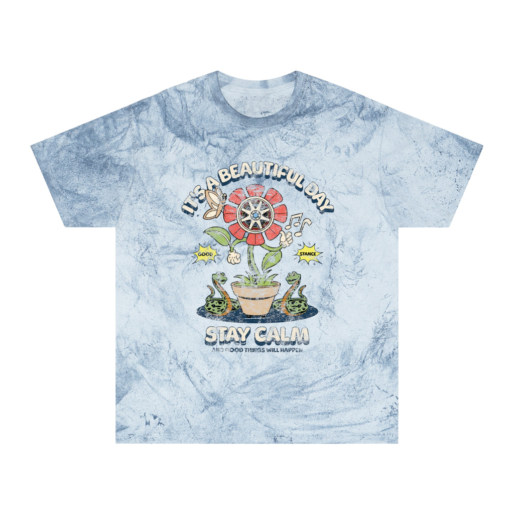 Stay Calm Flower Tie Dye Tee