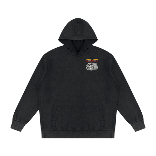 Dead King of Speed Mineral Wash Oversized Hoodie Black